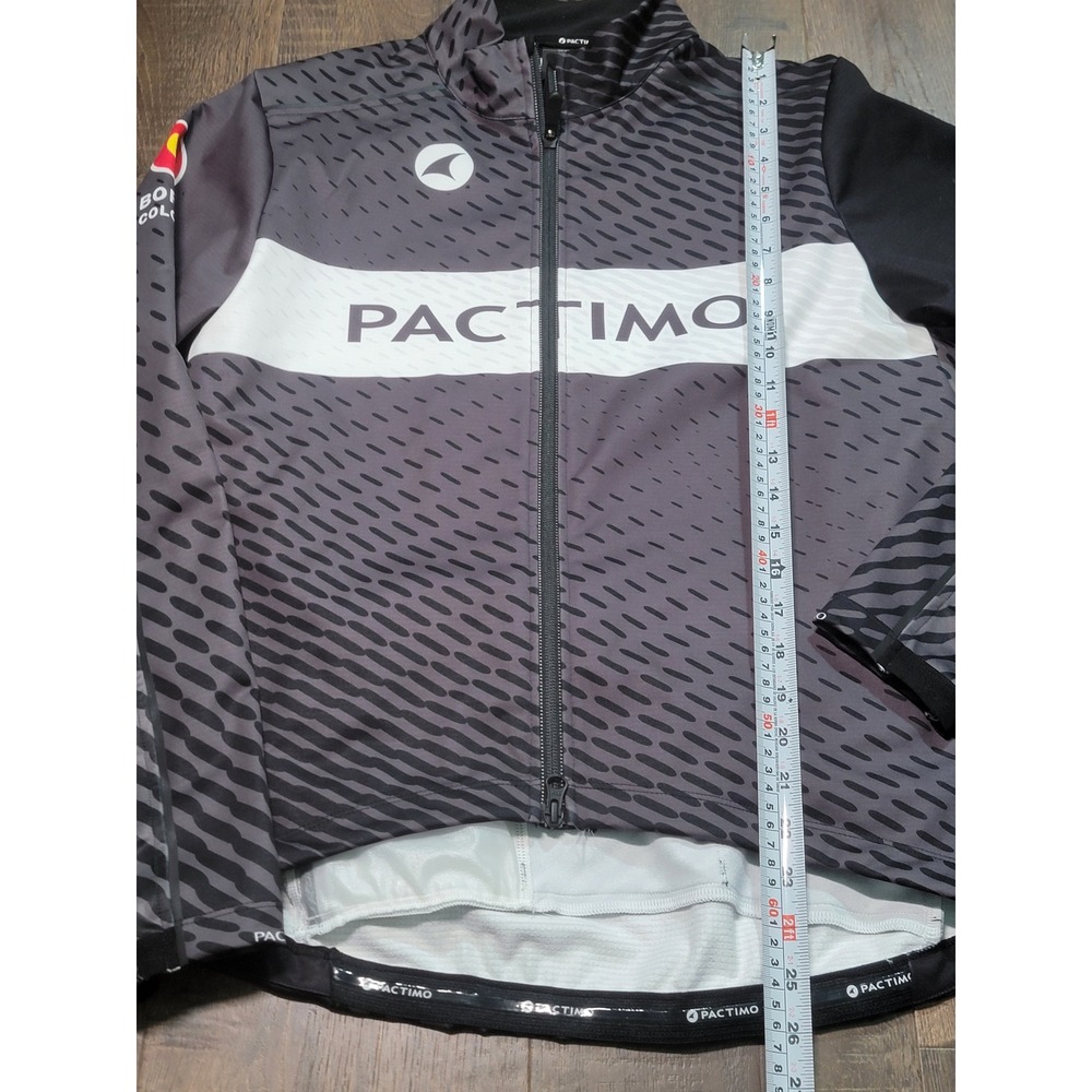 Pactimo Mens Medium Cycling Jacket Gray Black Full Zip Thermal Born In Colorado
